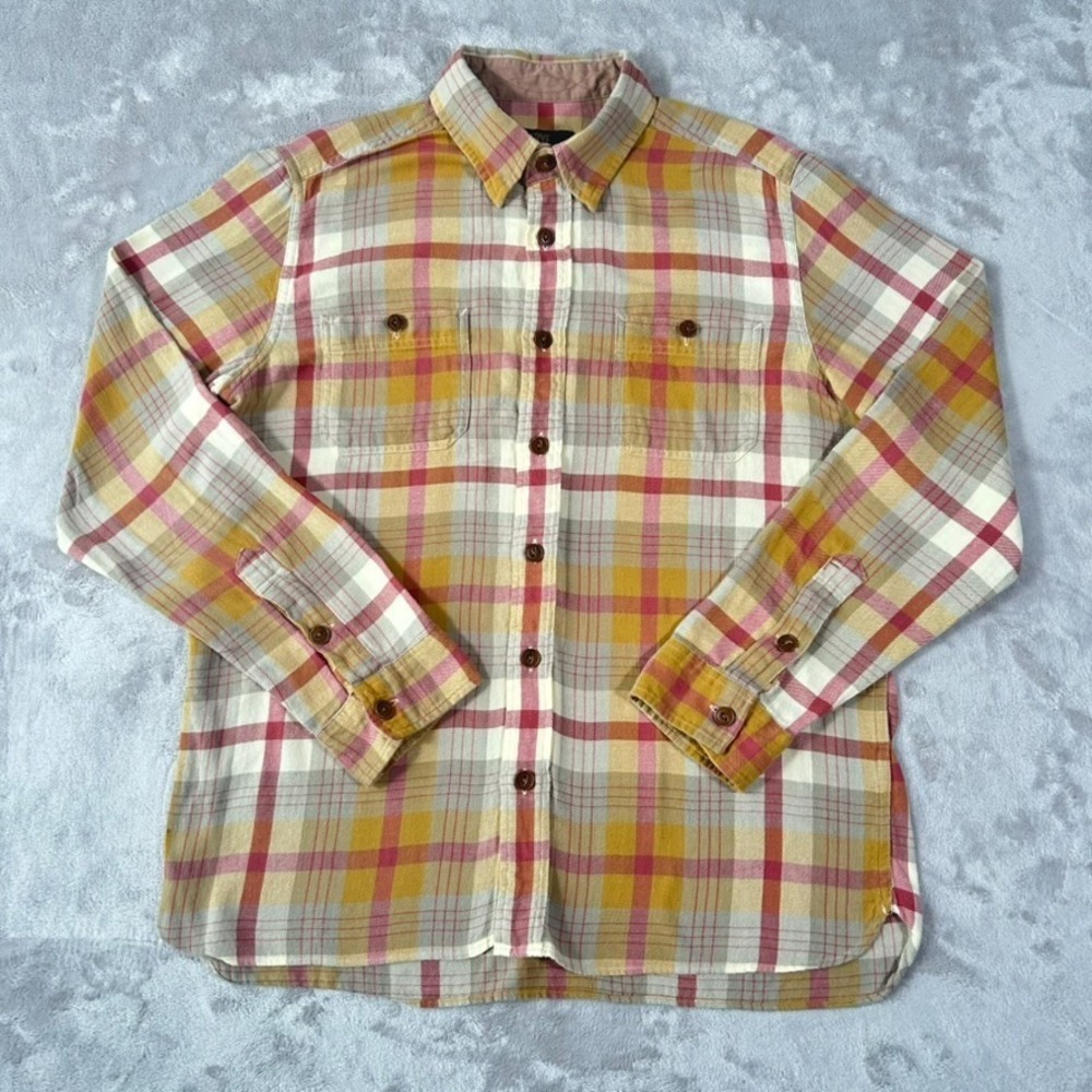 Frye Flannel Shirt Men Large Plaid Long Sleeve Western Wood Button Hiking Outdoo